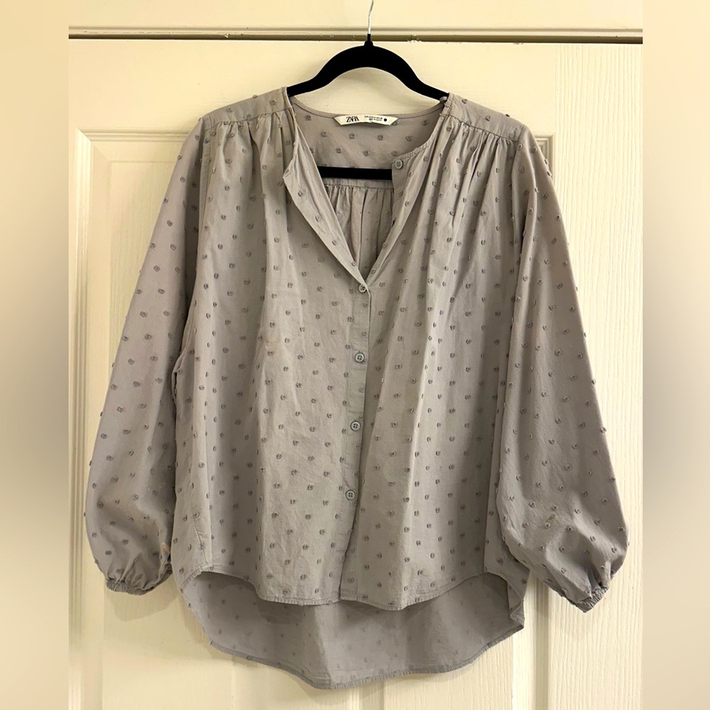 Zara Light Gray Patterned Blouse